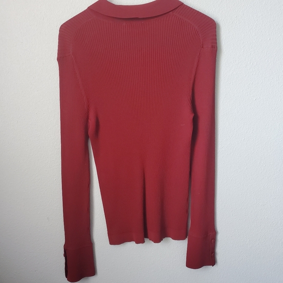 LOFT Ribbed Half-Button Fitted Top - Picture 2 of 5